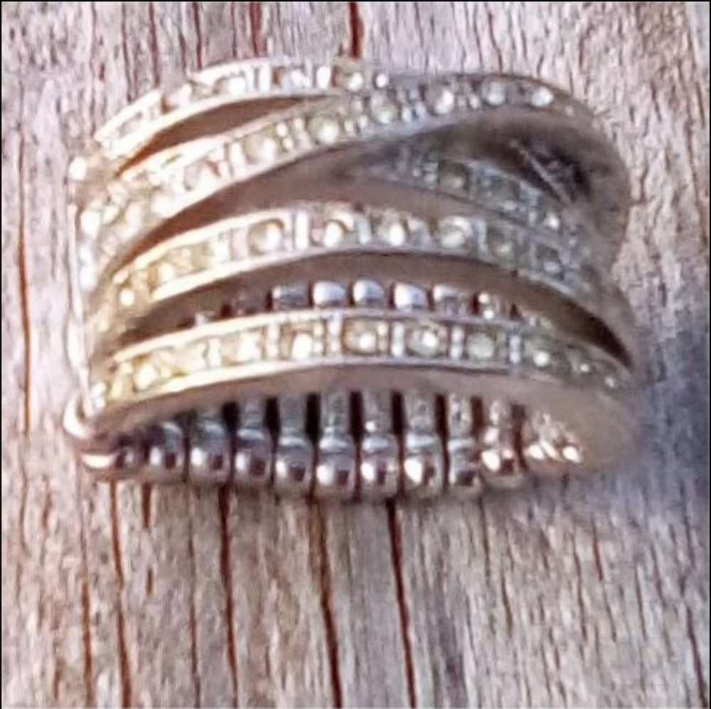 Vintage Adjustable Stretch Statement Ring Silver … - image 2